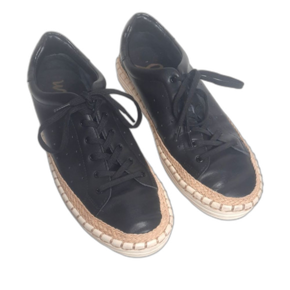 Sam Edleman Kavi Leather Sneaker Black Size 8.5 - Picture 1 of 5